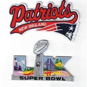 (2) New England Patriots + SB Embroidered Iron / Sew-On Patches
